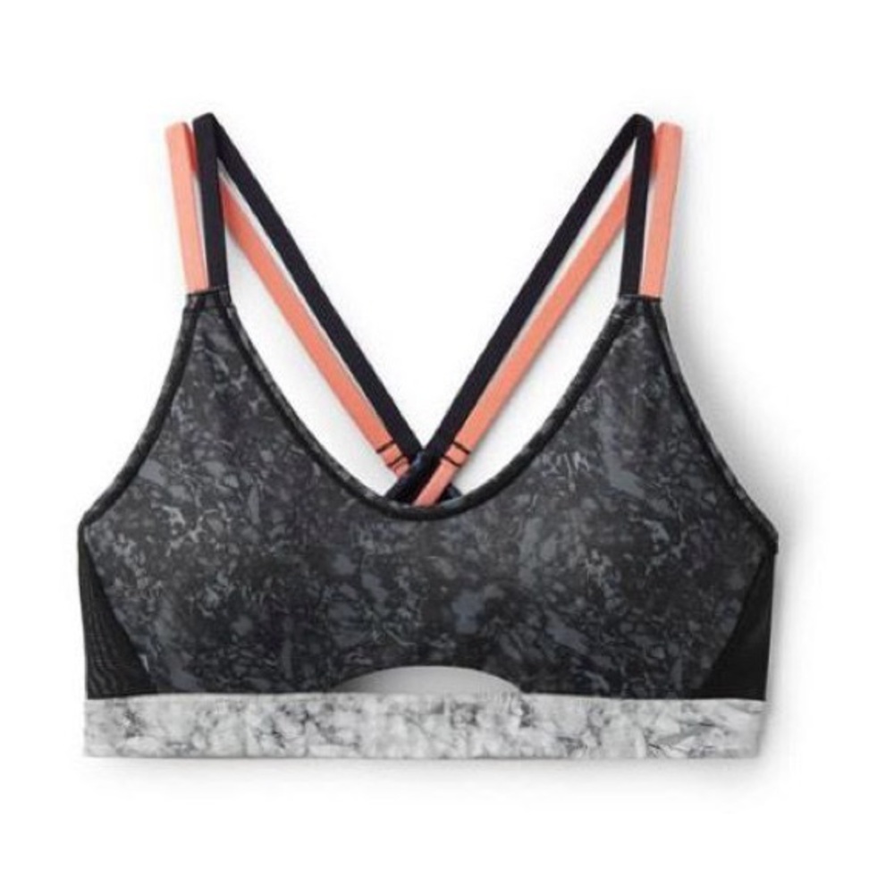 Brooks Black and Gray Marble Print Women's Sports Bra